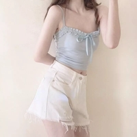 Sweet Blue Ruched Crop Top - Thumbnail 2