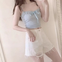 Sweet Blue Ruched Crop Top - Thumbnail 1