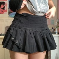 Black Pleated Mini Skirt - Thumbnail 1