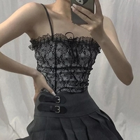 Black Lace Backless Patchwork Camisole  - Thumbnail 3
