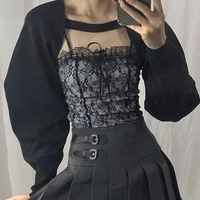 Black Lace Backless Patchwork Camisole  - Thumbnail 4