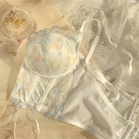 Floral Lace Embroidery Corset Top - Thumbnail 7