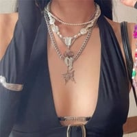 Black Metal Buckle Halter Top with Sleeves  - Thumbnail 1