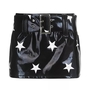 Black PU Glossy Star Print Mini Skirt-3