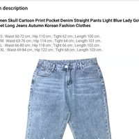 Blue Skull Print Denim Straight Leg Jeans  - Thumbnail 7