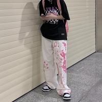 Anime Girl Print Wide Leg Pants  - Thumbnail 2