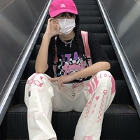 Anime Girl Print Wide Leg Pants  - Thumbnail 5