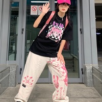 Anime Girl Print Wide Leg Pants  - Thumbnail 8