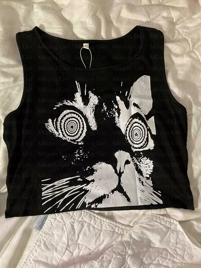 Cat Print Tank Top