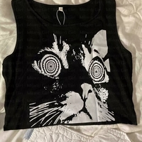 Cat Print Tank Top - Thumbnail 4