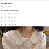 White Preppy Flower Embroidery Short Sleeve Blouse  - Thumbnail 8