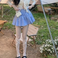 Lace Bandage High Waist Denim Skirt - Thumbnail 3