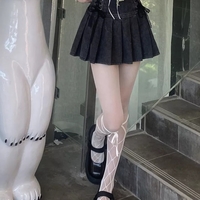 Lace Bandage High Waist Denim Skirt - Thumbnail 4