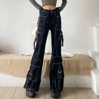 Black Cargo Denim Pants - Thumbnail 1