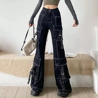 Black Cargo Denim Pants - Thumbnail 2