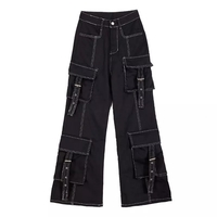 Black Cargo Denim Pants - Thumbnail 4