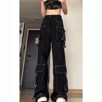 Black Cargo Denim Pants - Thumbnail 5
