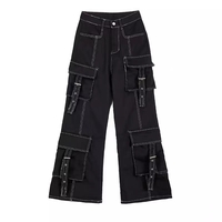 Black Cargo Denim Pants - Thumbnail 8