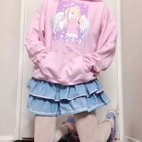 Double Layer High Waist Denim Skirt - Thumbnail 3