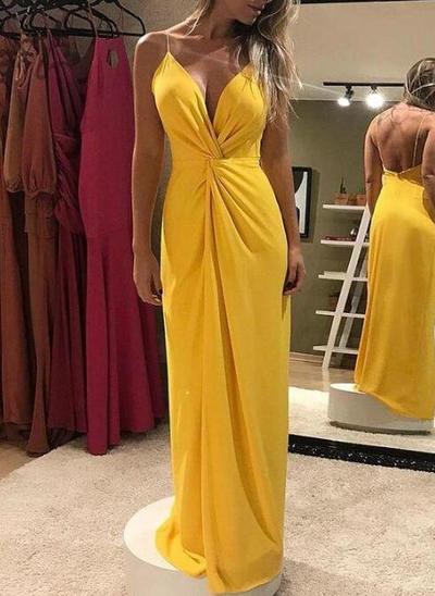 Charming Simple V Neck Yellow Prom Dress