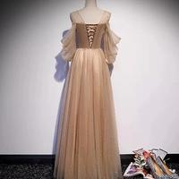 Simple A line Long Sleeves Tulle Prom Dresses - Thumbnail 1