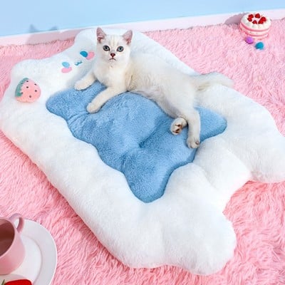 Cute white fluffy soft puppy cats dogs pets beds house