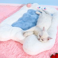 Cute White Fluffy Soft Puppy Cats Dogs Pets Beds House - Thumbnail 5