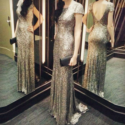 Cap sleeve bridesmaid dresses long - Thumbnail 2