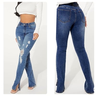 Distressed denim jeans-td - Thumbnail 2