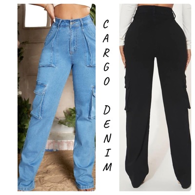 Cargo denim jeans-td - Thumbnail 4