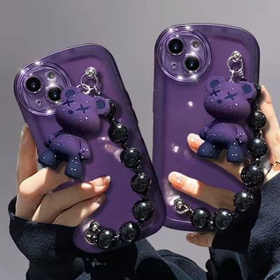 Purple bear chain phone case for iphone (iphone11-iphone14)