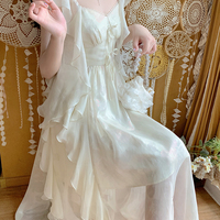 White Yellow Golden Tulle Layered Princess Elegant Classic Long Dress - Thumbnail 5