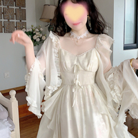 White Yellow Golden Tulle Layered Princess Elegant Classic Long Dress - Thumbnail 6