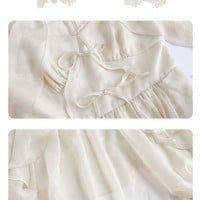 White Yellow Golden Tulle Layered Princess Elegant Classic Long Dress - Thumbnail 9