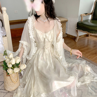 White Yellow Golden Tulle Layered Princess Elegant Classic Long Dress - Thumbnail 7