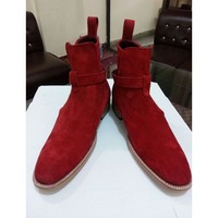 Handmade Men Jodhpur Red Suede Leather Boots - Thumbnail 1