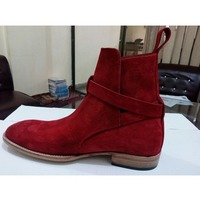Handmade Men Jodhpur Red Suede Leather Boots - Thumbnail 3
