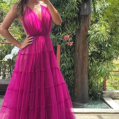 Spaghetti straps a-line backless prom dress,evening dress - Thumbnail 3