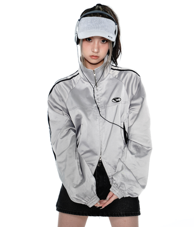 Y2K TRACK JACKET IN SILVER