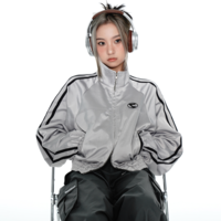 Y2K TRACK JACKET IN SILVER - Thumbnail 1