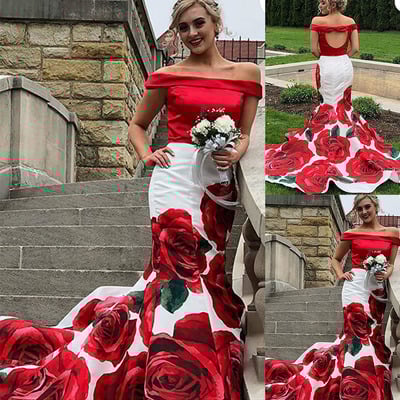 Two piece prom dresses rose floral open back - Thumbnail 2