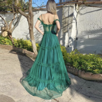 Green Prom Dresses Off Shoulder Tulle Long  - Thumbnail 1
