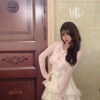 Pretty Women Sweet Vintage Coquette Pastel Lace Bow Pink Cardigan Sweater - Thumbnail 9