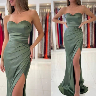 Sweetheart Slit Side Prom Dresses Sage Party Dresses