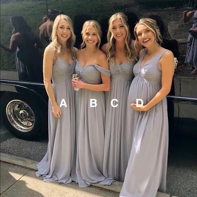 Gray Bridesmaid Dresses Simple Gown for Wedding Party