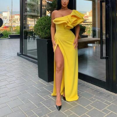 Mermaid evening dress long satin side slit evening gowns formal dresses robe de soiree prom party dresses special occasion gowns