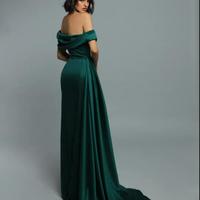 Sexy Mermaid Prom Dresses Long for Women Plus Size Off Shoulder Satin High Side Split Floor Length Formal Evening Party Birthday Gowns - Thumbnail 1