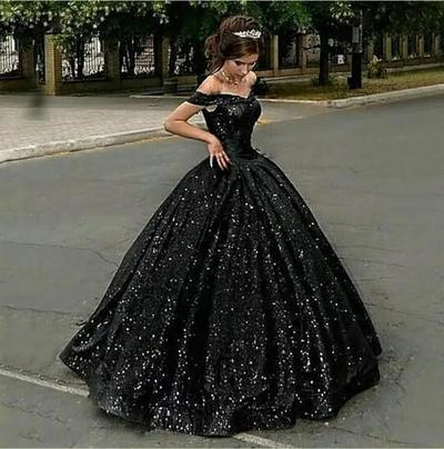 Sexy Dubai Sparkling Black Prom Dresses Party Pageant Ball Gown Evening Gowns Off the Shoulder Plus Size Women Formal Dress