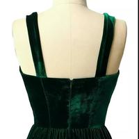 Emerald Green Velvet Prom Dresses Simple Formal Party Evening Gowns Ankle Length Elegant Bodice - Thumbnail 1