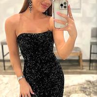 SP2211,Cute Mermaid Strapless White Sequins Long Prom Dresses with Slit  - Thumbnail 3